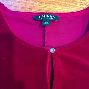 Ralph Lauren Burgundy Velvet Cold Shoulder Blouse ❤️